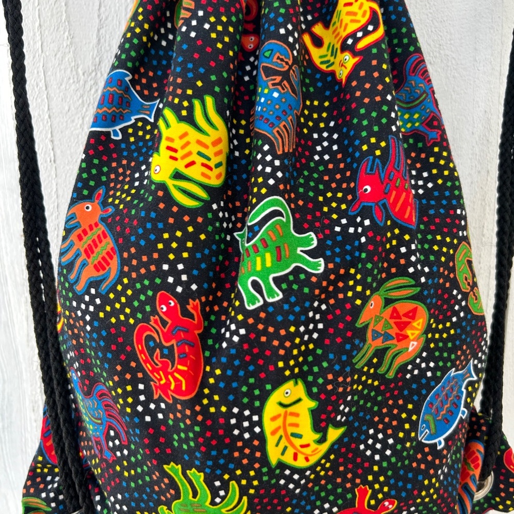 Drawstring Backpack Aboriginal Art Exotic Lizards… - image 4